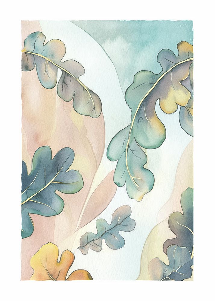 Watercolor Oak Leafs art print by Paperago for $57.95 CAD