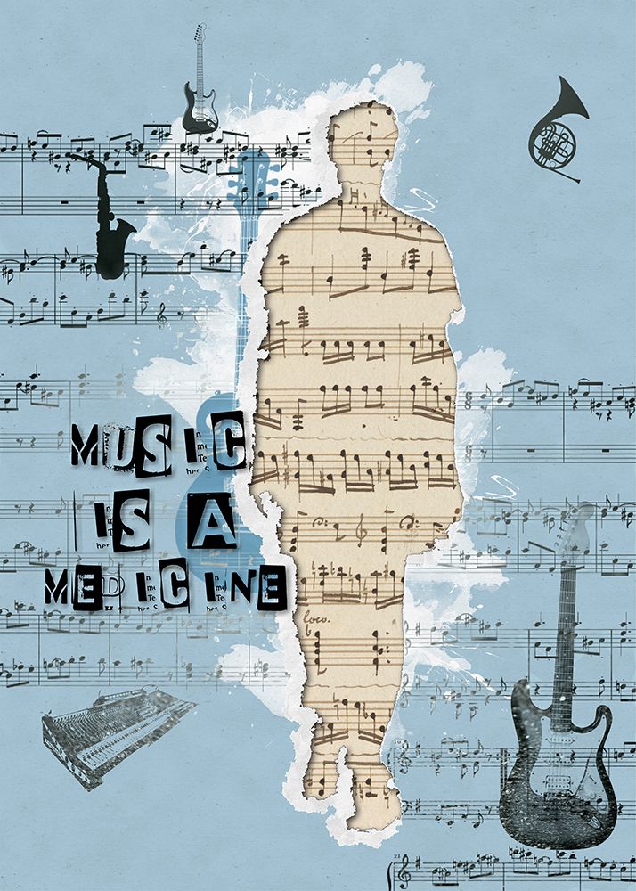 Music Is a Medicine Collage Art art print by Justyna Jaszke for $57.95 CAD