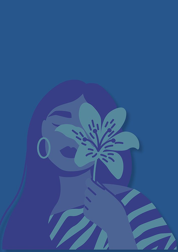 Blue Bloom Lady art print by Marianne Bassil for $57.95 CAD