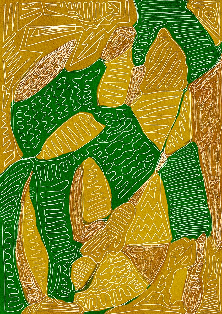 Gold and green abstract art print by Sharyn Bursic for $57.95 CAD