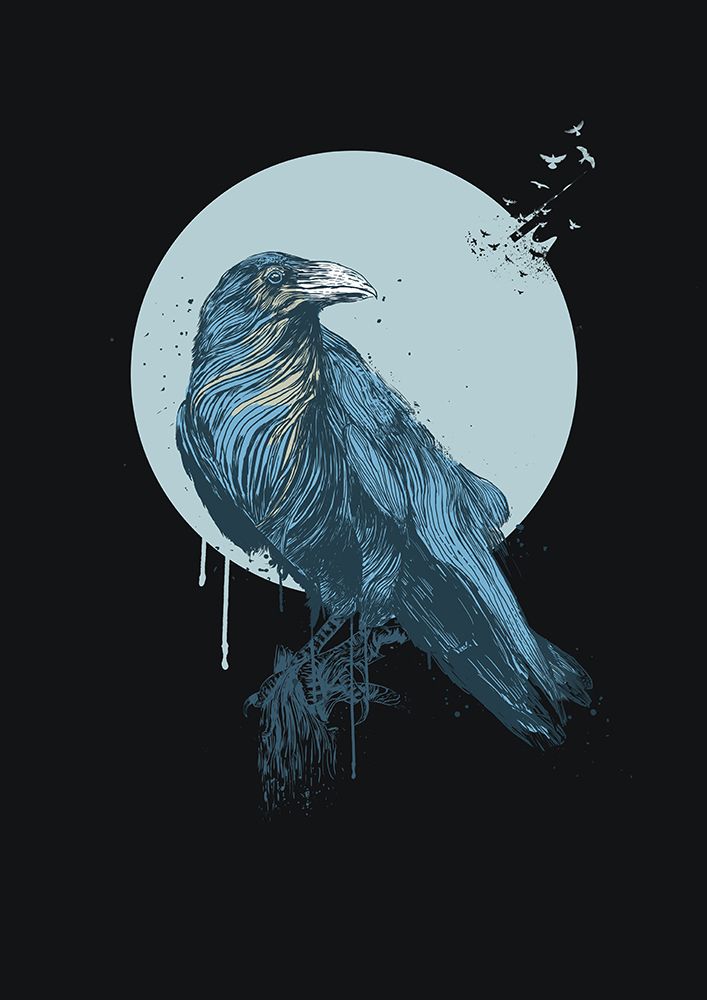 Blue Crow (Dark) art print by Balazs Solti for $57.95 CAD