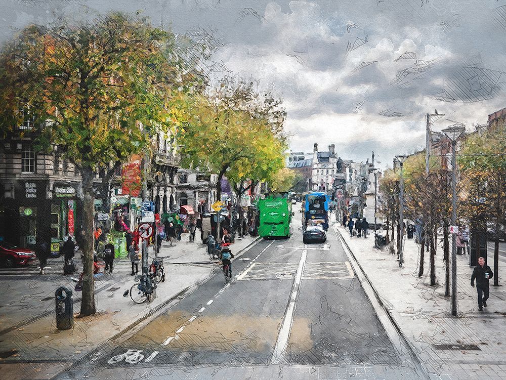 Dublin City Watercolor Art Ireland (1) art print by Justyna Jaszke for $57.95 CAD