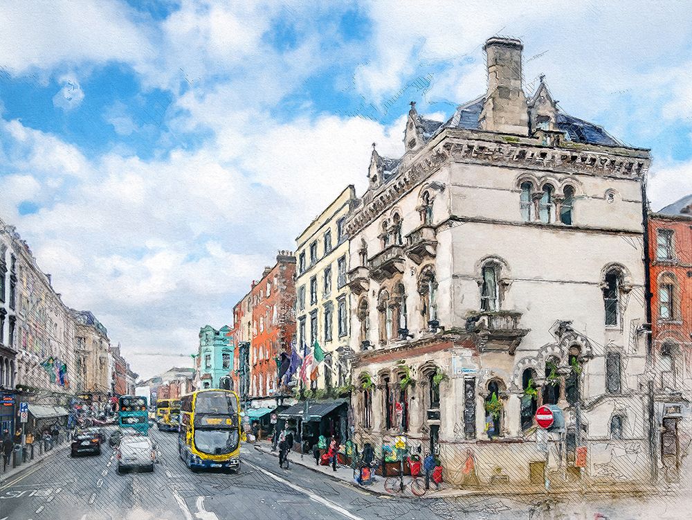 Dublin City Watercolor Art Ireland (2) art print by Justyna Jaszke for $57.95 CAD