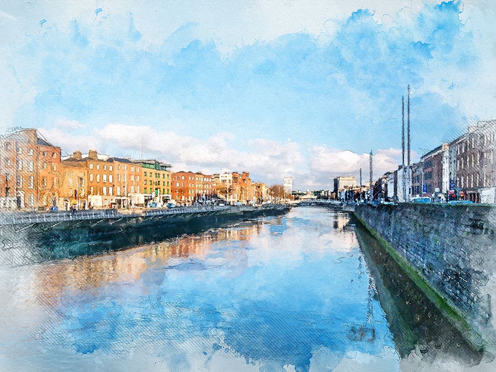 Dublin City Watercolor Art Ireland (13) art print by Justyna Jaszke for $57.95 CAD