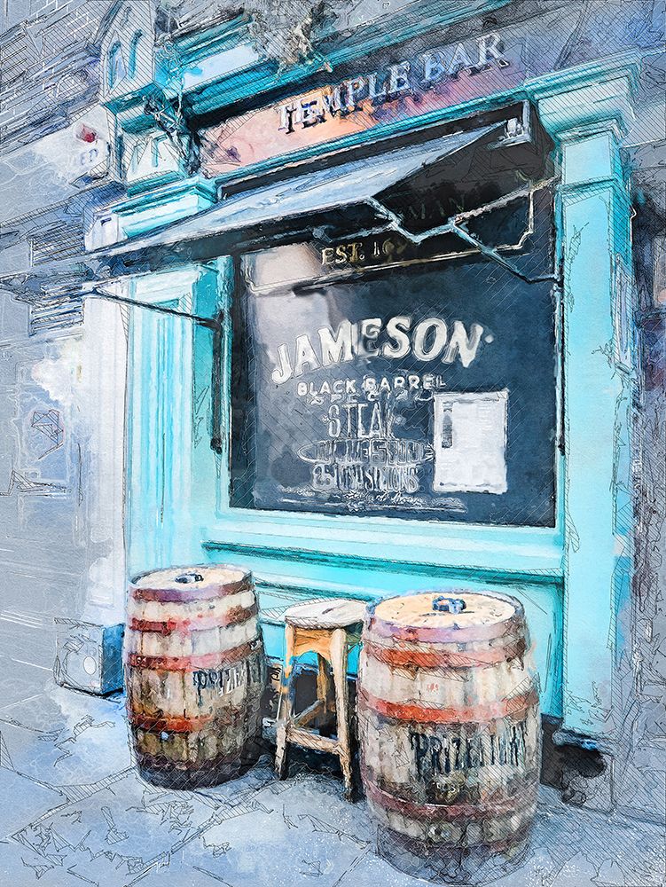 Dublin City Watercolor Art Ireland (18) art print by Justyna Jaszke for $57.95 CAD