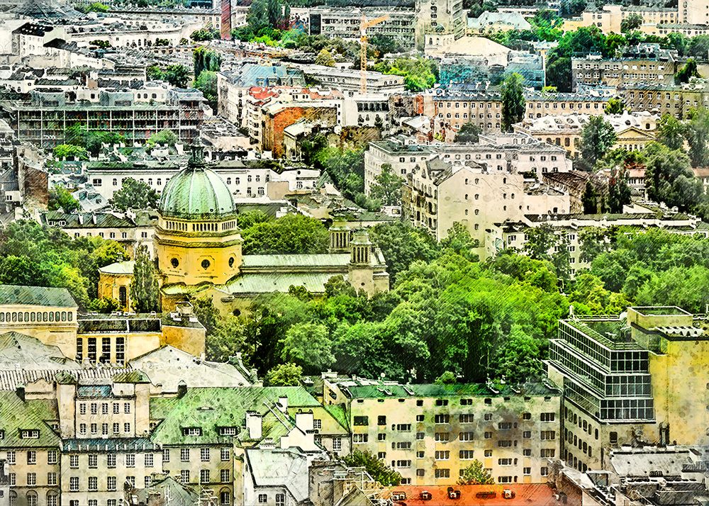 Warsaw City Watercolor Art Poland (6) art print by Justyna Jaszke for $57.95 CAD