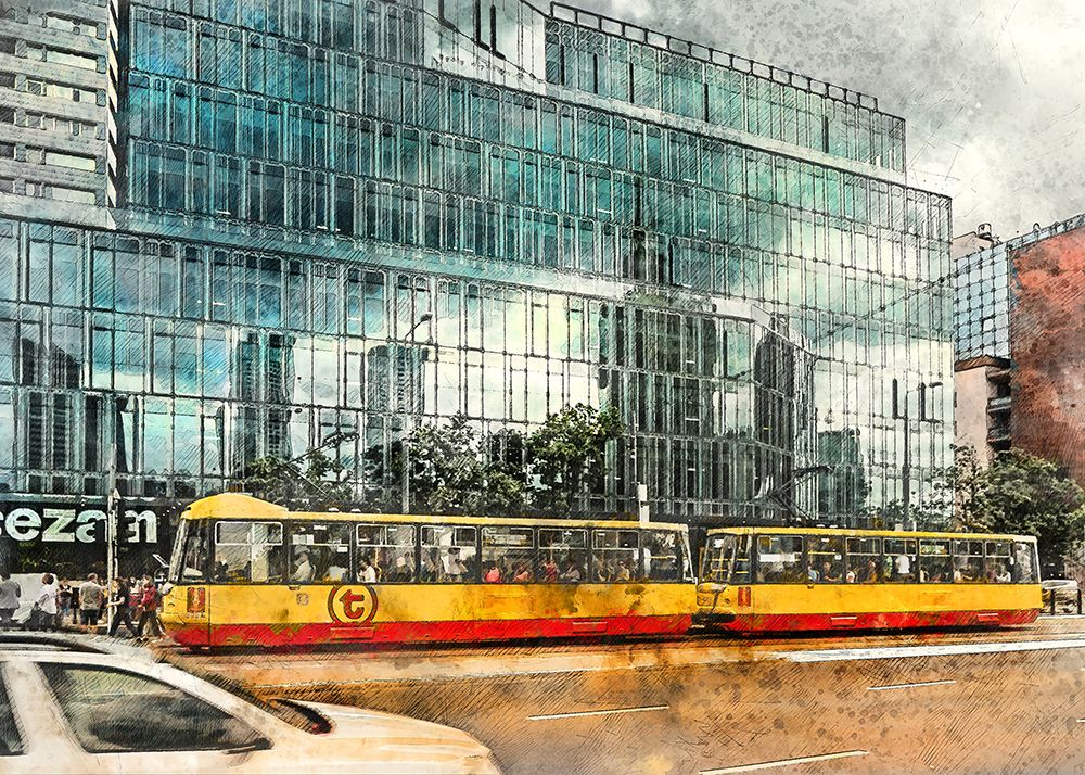 Warsaw City Watercolor Art Poland (16) art print by Justyna Jaszke for $57.95 CAD