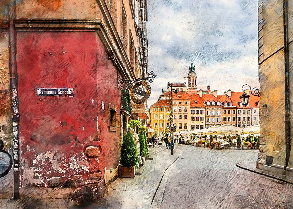 Warsaw City Watercolor Art Poland (17) art print by Justyna Jaszke for $57.95 CAD