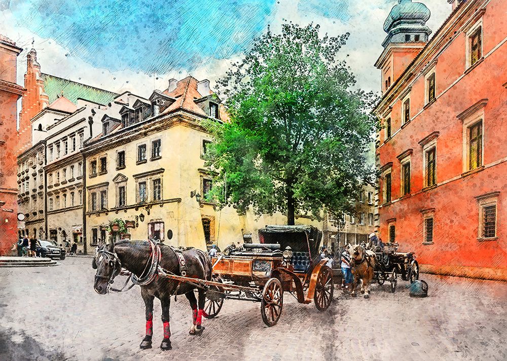 Warsaw City Watercolor Art Poland (19) art print by Justyna Jaszke for $57.95 CAD