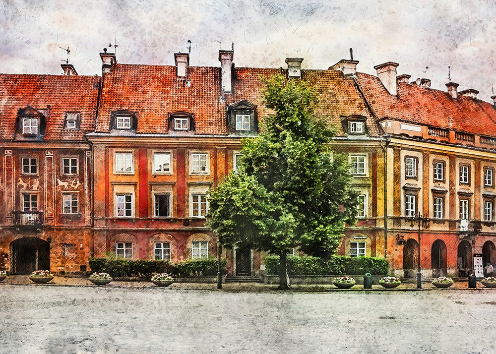 Warsaw City Watercolor Art Poland (21) art print by Justyna Jaszke for $57.95 CAD