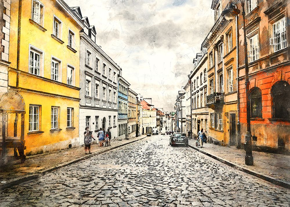 Warsaw City Watercolor Art Poland (23) art print by Justyna Jaszke for $57.95 CAD