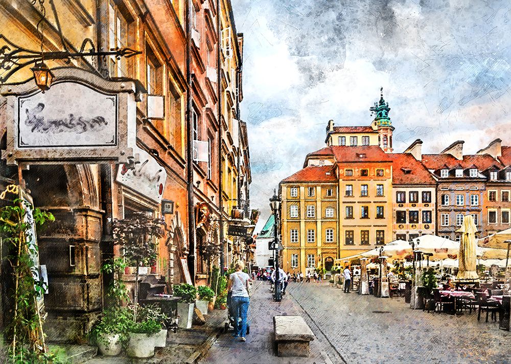 Warsaw City Watercolor Art Poland (27) art print by Justyna Jaszke for $57.95 CAD