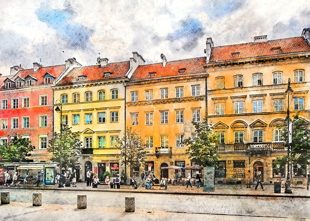 Warsaw City Watercolor Art Poland (28) art print by Justyna Jaszke for $57.95 CAD