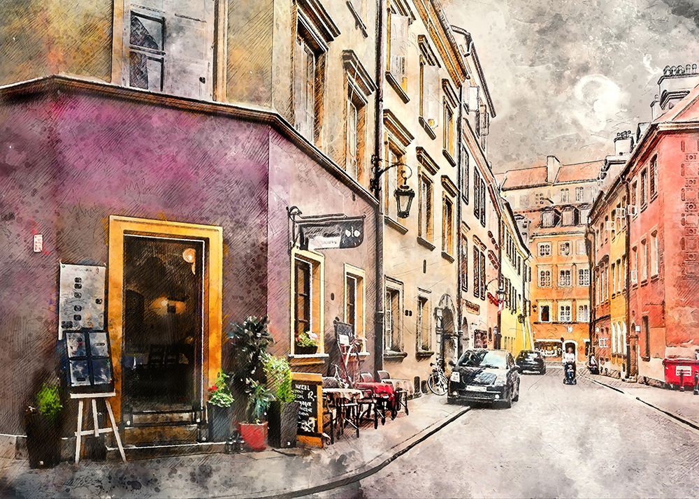 Warsaw City Watercolor Art Poland (31) art print by Justyna Jaszke for $57.95 CAD