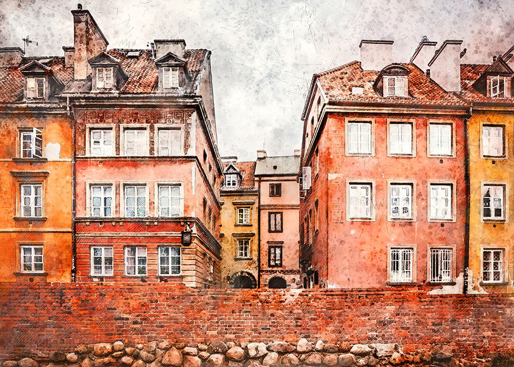 Warsaw City Watercolor Art Poland (30) art print by Justyna Jaszke for $57.95 CAD