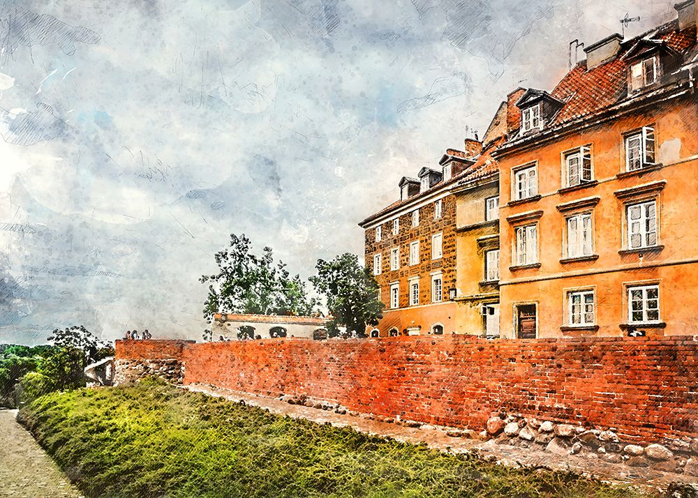 Warsaw City Watercolor Art Poland (32) art print by Justyna Jaszke for $57.95 CAD