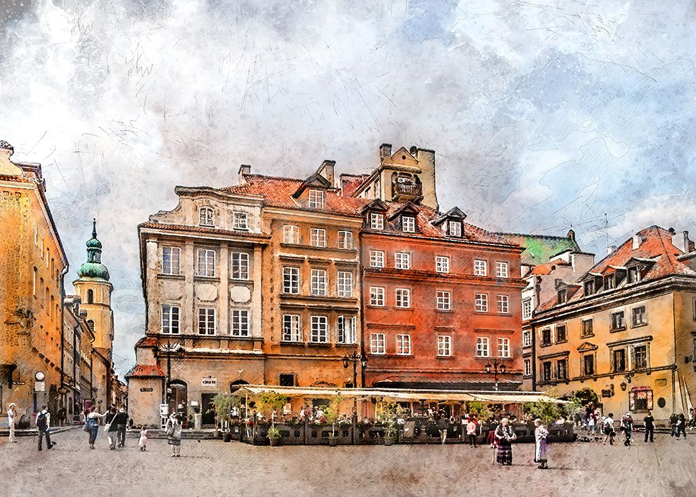 Warsaw City Watercolor Art Poland (33) art print by Justyna Jaszke for $57.95 CAD