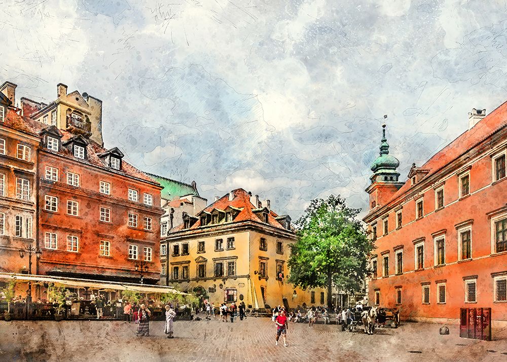 Warsaw City Watercolor Art Poland (35) art print by Justyna Jaszke for $57.95 CAD