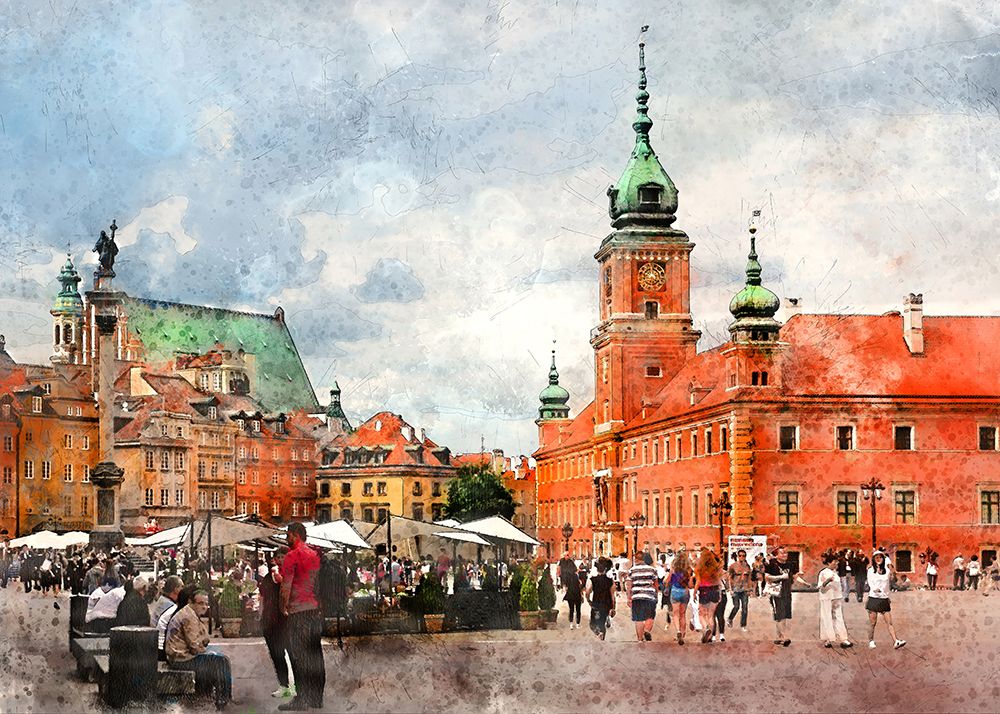 Warsaw City Watercolor Art Poland (36) art print by Justyna Jaszke for $57.95 CAD