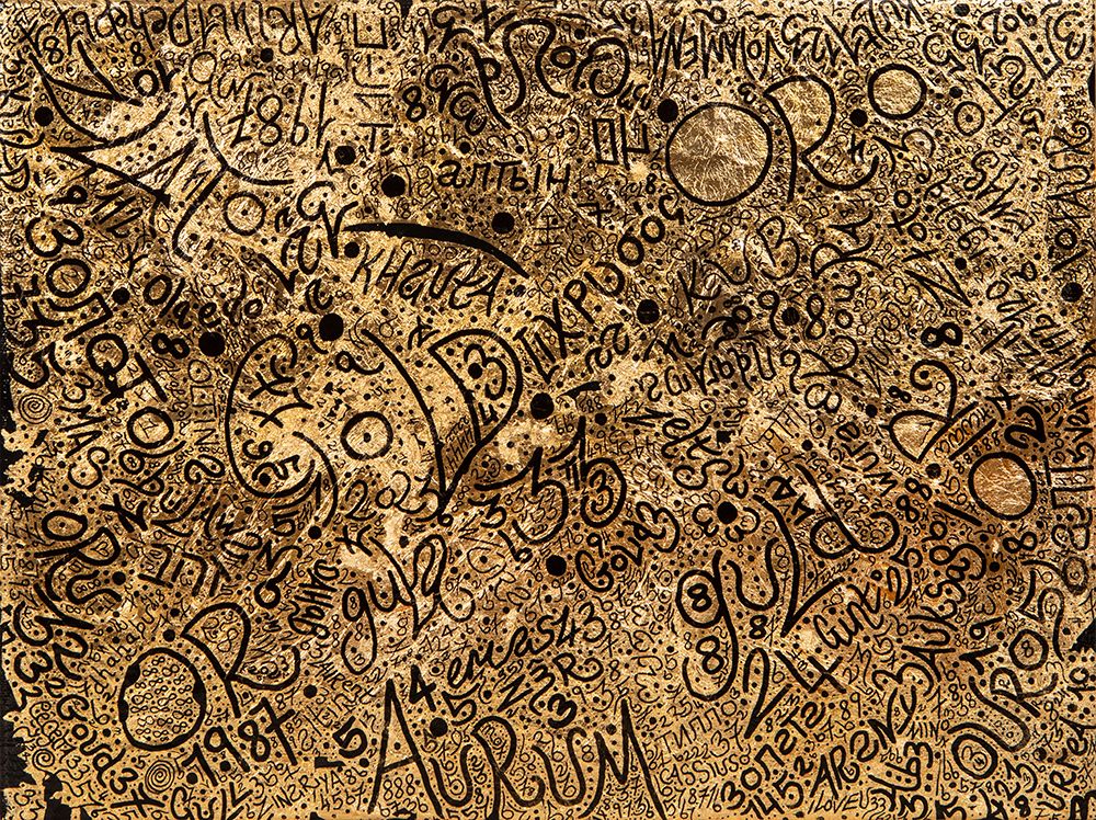 Golden Handwritten Text art print by Lorenzo A. Roe for $57.95 CAD