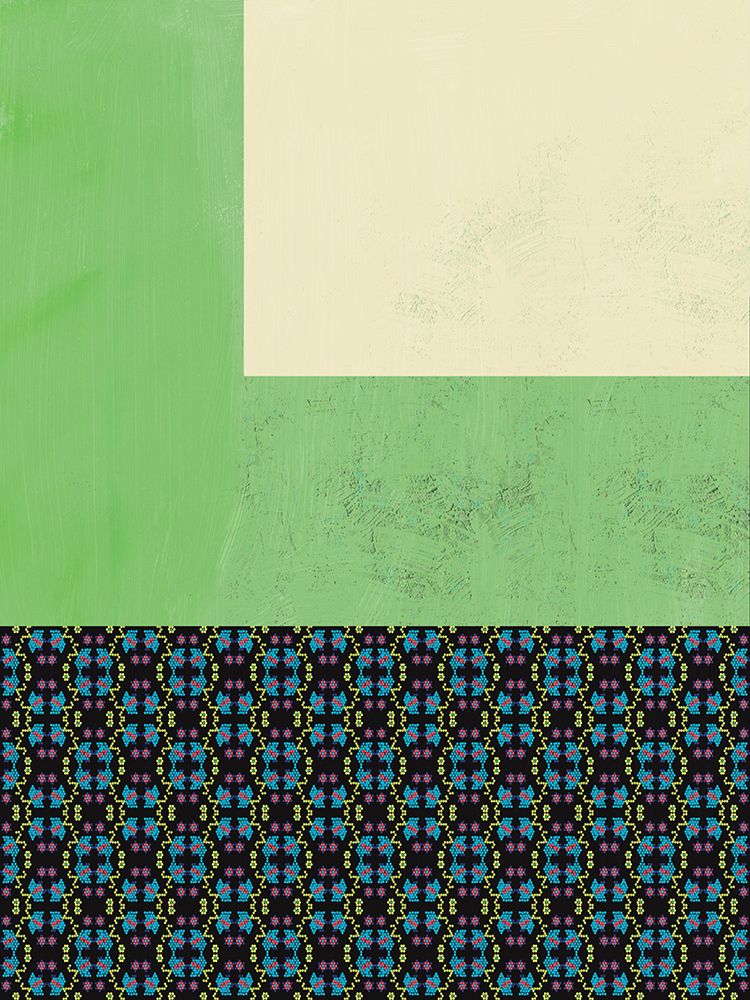 Pastel green and nyonya pattern collage art print by Little Dean for $57.95 CAD