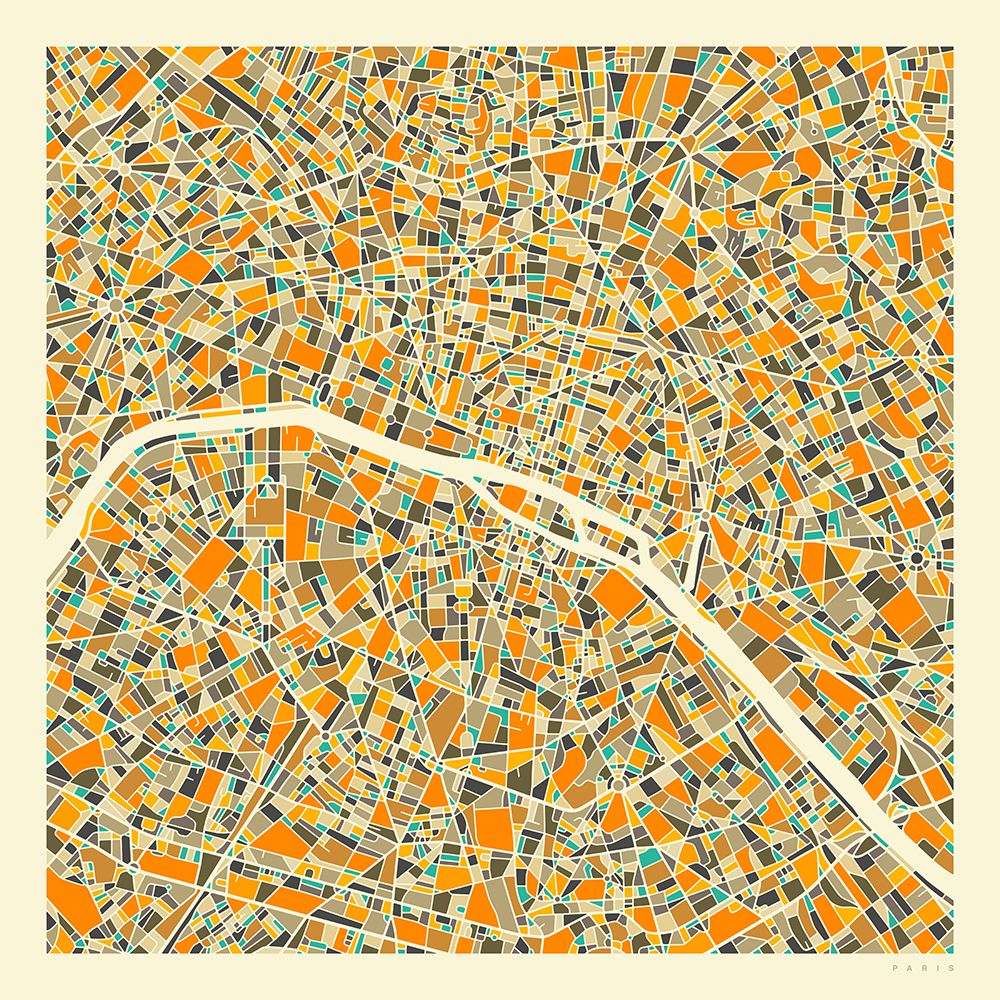 Paris Map art print by Blue Jazzberry for $57.95 CAD