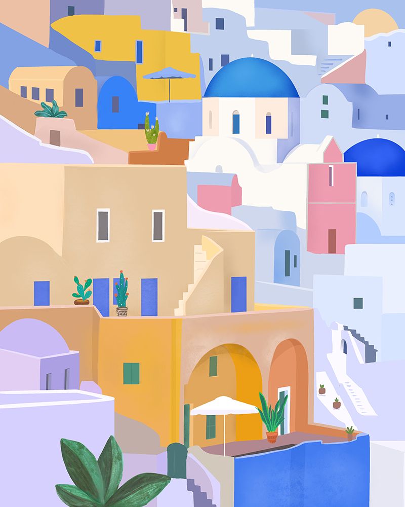 Santorini Greece art print by Petra Lizde for $57.95 CAD