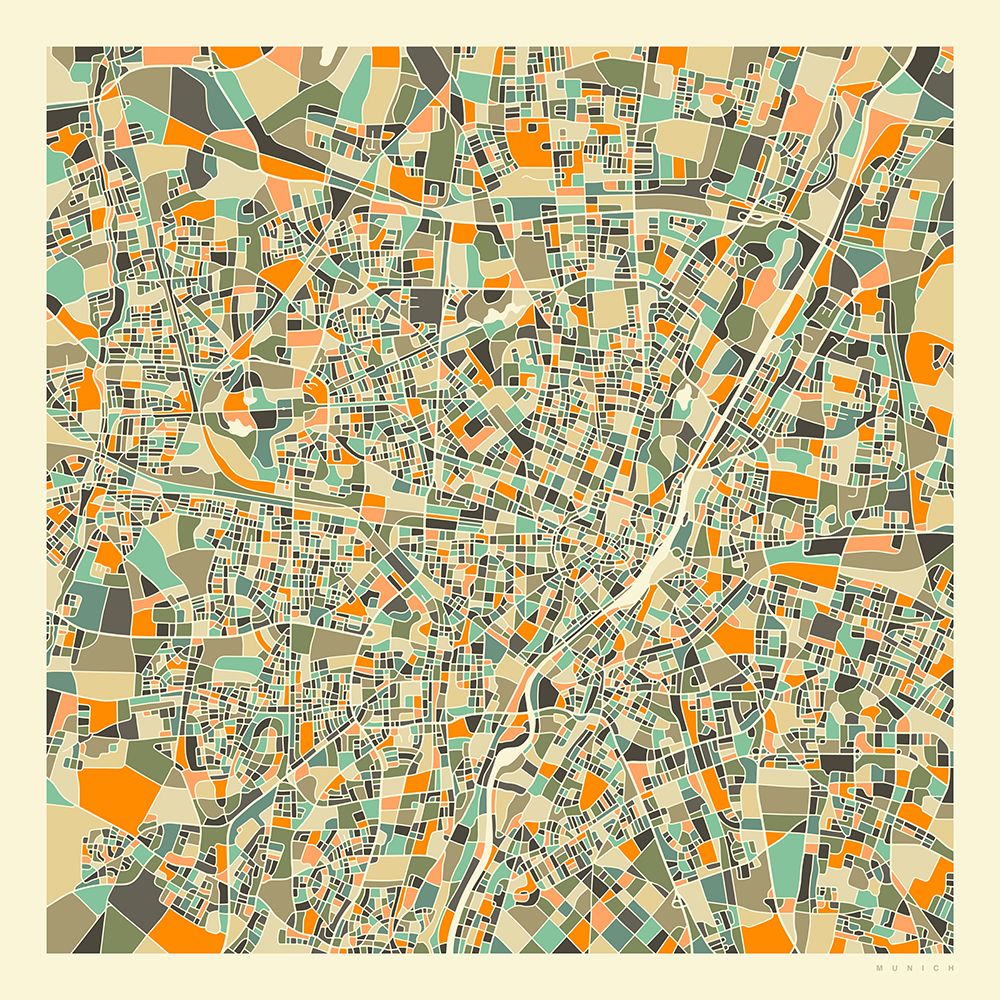 Munich Map art print by Blue Jazzberry for $57.95 CAD