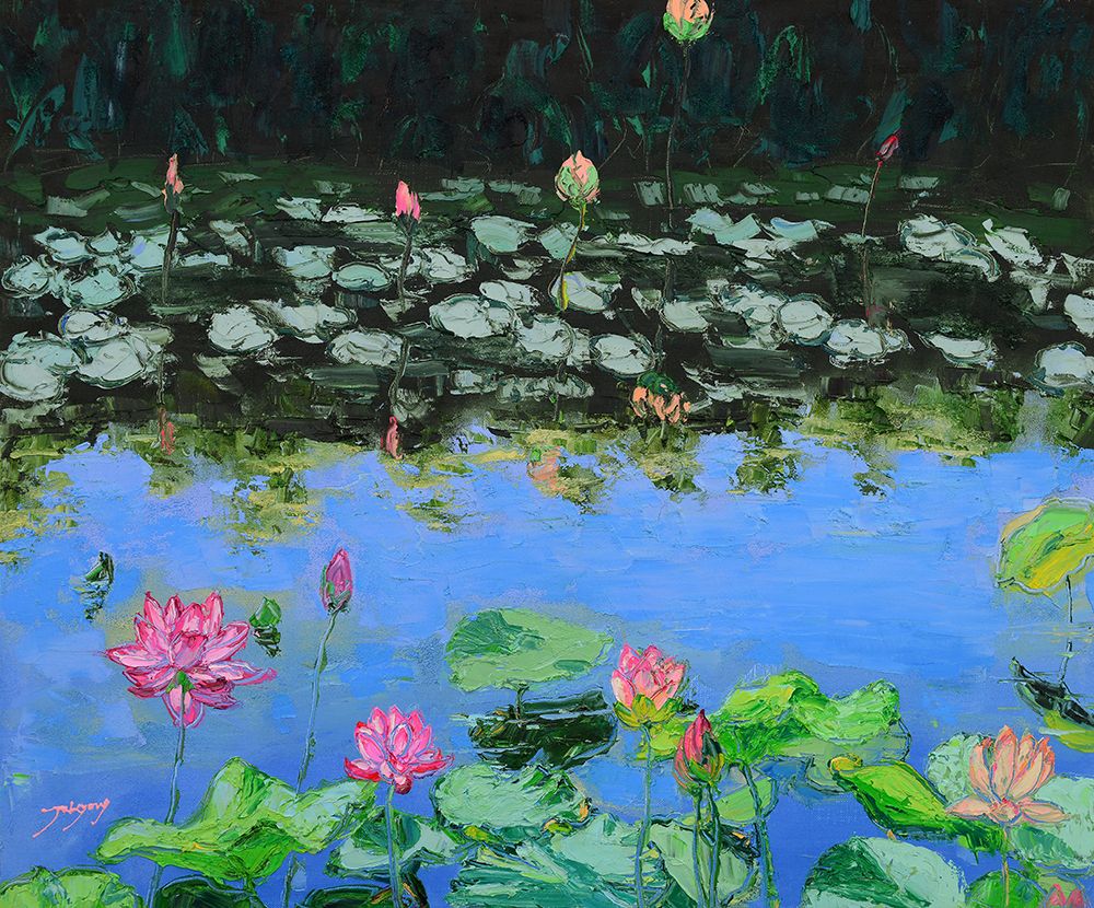 Pink Lotus Lilies in a Pond art print by Jukyong Park for $57.95 CAD