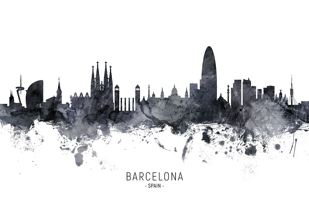 Barcelona Spain Skyline art print by Michael Tompsett for $57.95 CAD