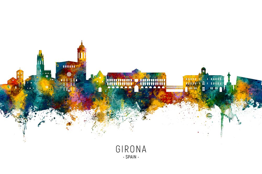 Girona Spain Skyline art print by Michael Tompsett for $57.95 CAD