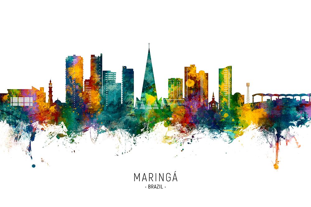 Maringa Skyline Brazil art print by Michael Tompsett for $57.95 CAD