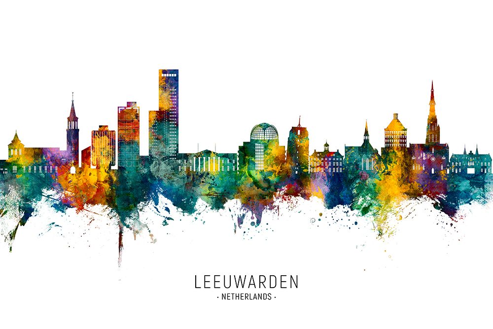 Leeuwarden The Netherlands Skyline art print by Michael Tompsett for $57.95 CAD