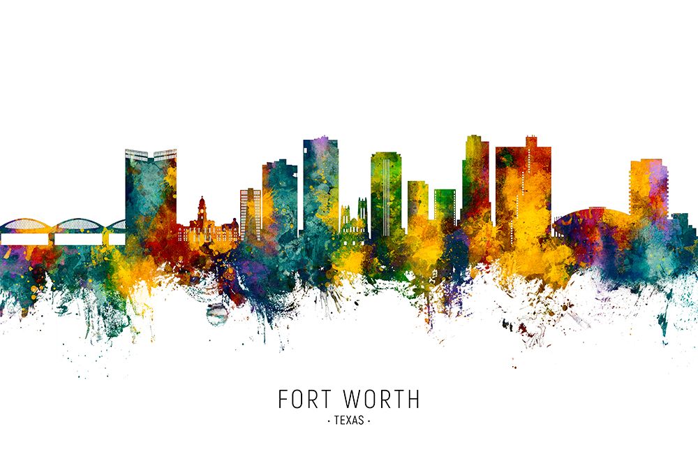 Fort Worth Texas Skyline art print by Michael Tompsett for $57.95 CAD