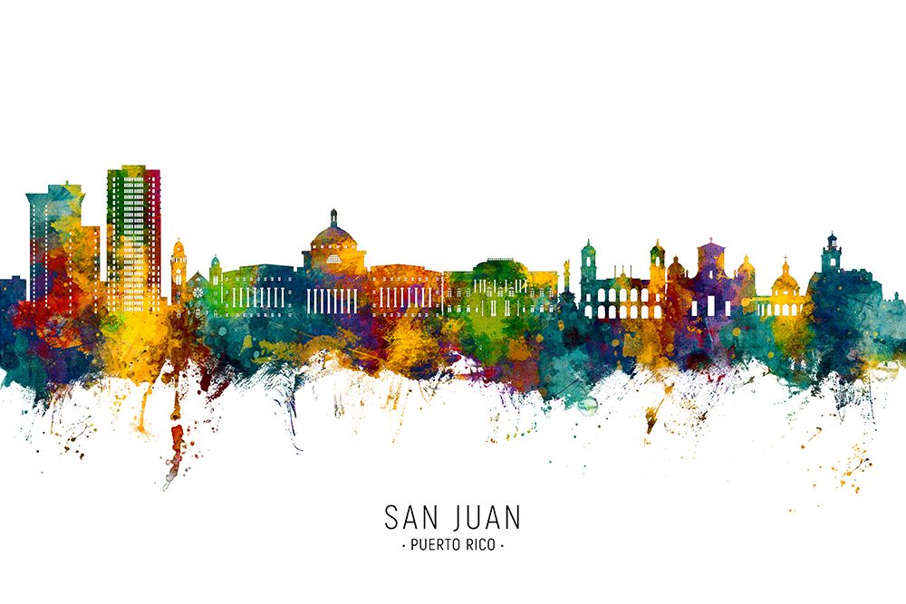San Juan Puerto Rico Skyline art print by Michael Tompsett for $57.95 CAD