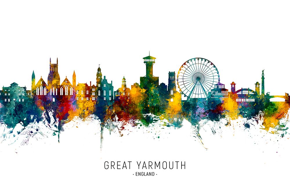 Great Yarmouth England Skyline art print by Michael Tompsett for $57.95 CAD