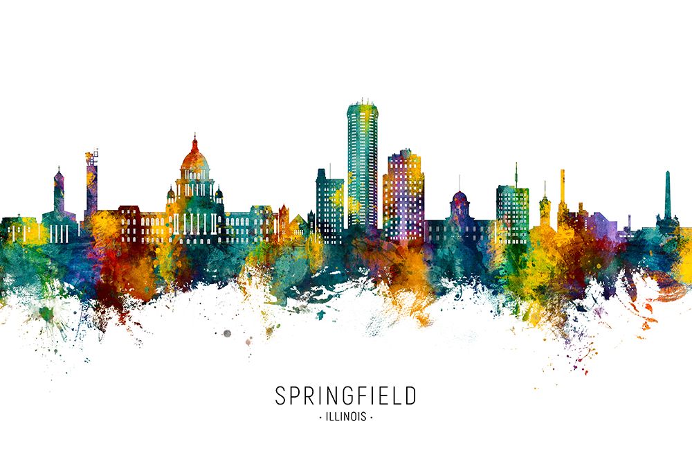 Springfield Illinois Skyline art print by Michael Tompsett for $57.95 CAD