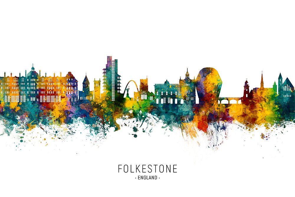 Folkestone England Skyline art print by Michael Tompsett for $57.95 CAD