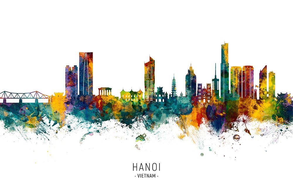 Hanoi (Saigon) Vietnam Skyline art print by Michael Tompsett for $57.95 CAD