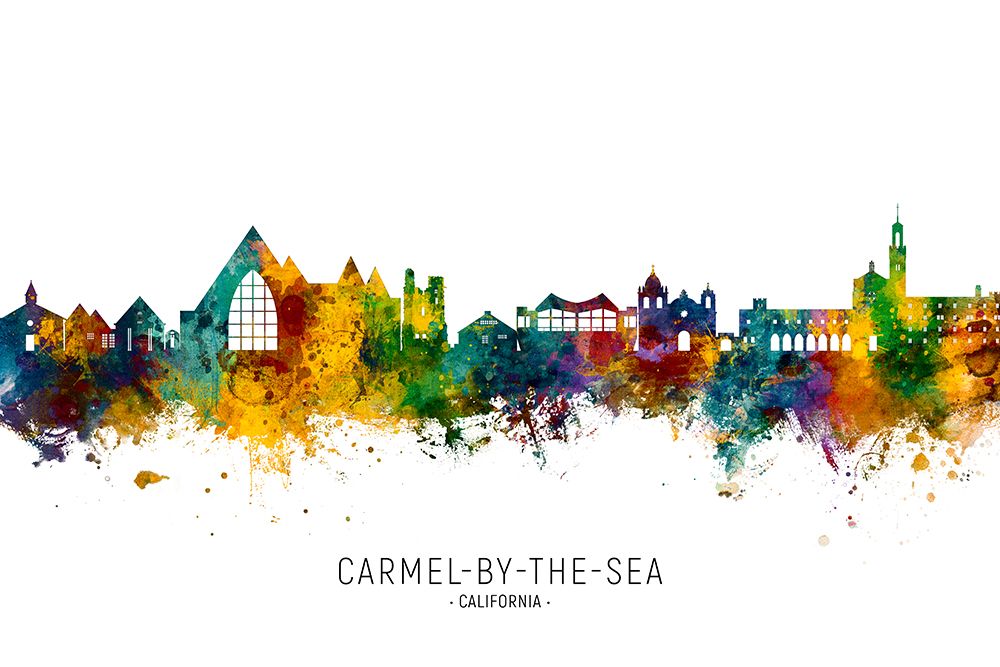 Carmel-by-the-Sea California Skyline art print by Michael Tompsett for $57.95 CAD