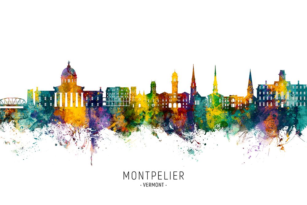 Montpelier Vermont Skyline art print by Michael Tompsett for $57.95 CAD