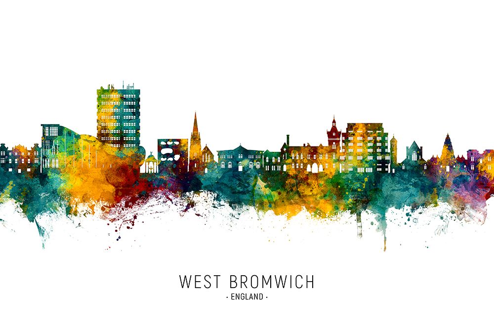 West Bromwich England Skyline art print by Michael Tompsett for $57.95 CAD