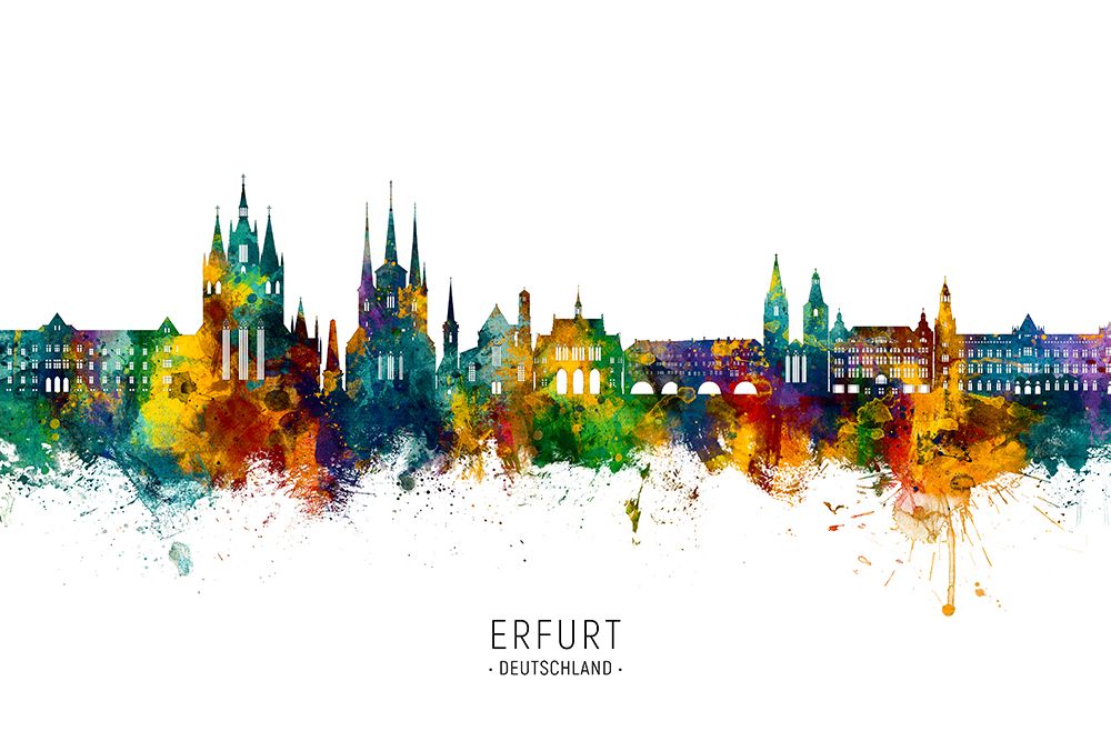 Erfurt Germany Skyline art print by Michael Tompsett for $57.95 CAD