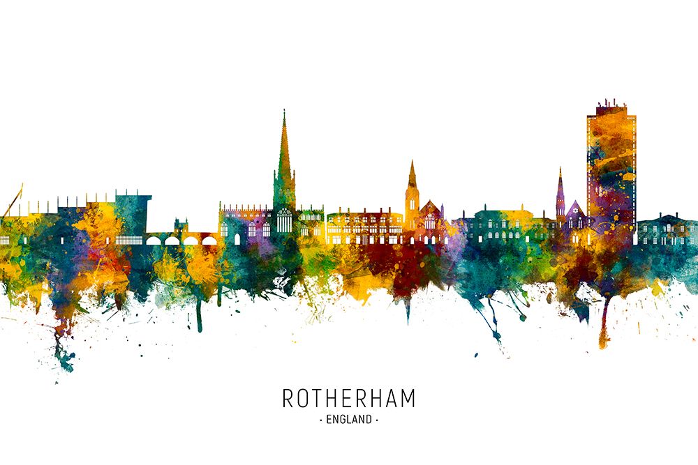 Rotherham England Skyline art print by Michael Tompsett for $57.95 CAD