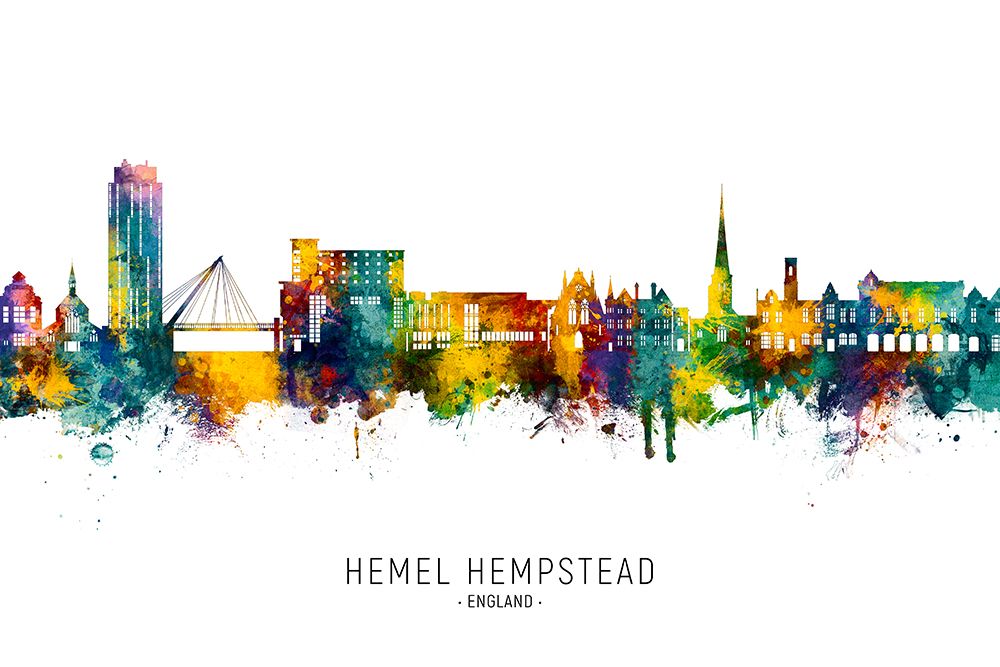 Hemel Hempstead England Skyline art print by Michael Tompsett for $57.95 CAD