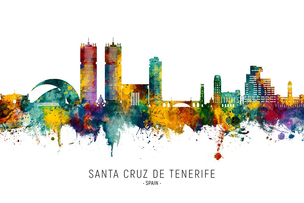 Santa Cruz de Tenerife Spain Skyline art print by Michael Tompsett for $57.95 CAD