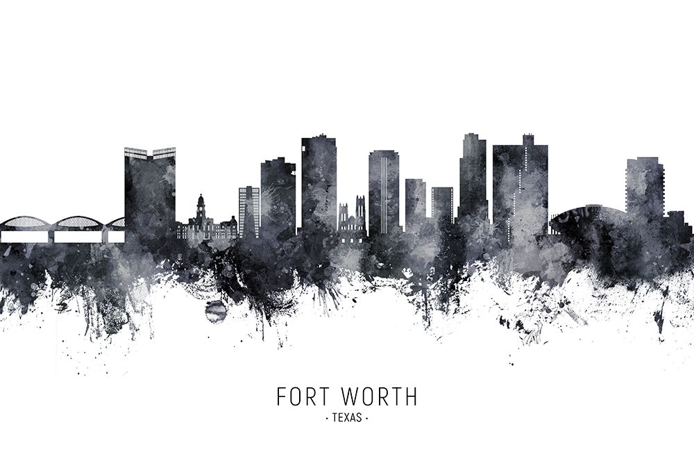 Fort Worth Texas Skyline art print by Michael Tompsett for $57.95 CAD