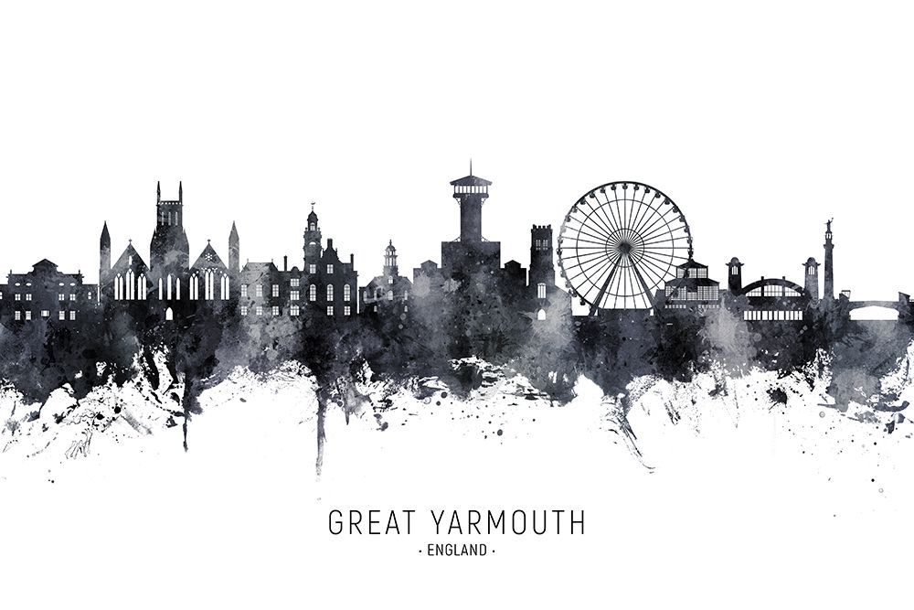 Great Yarmouth England Skyline art print by Michael Tompsett for $57.95 CAD
