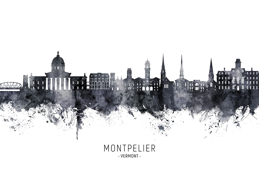 Montpelier Vermont Skyline art print by Michael Tompsett for $57.95 CAD