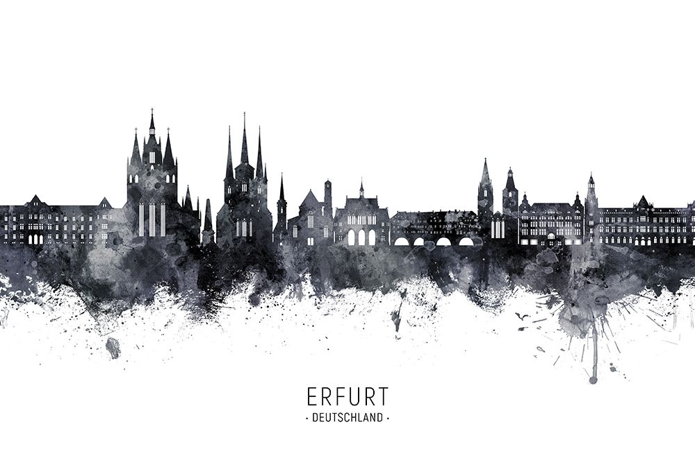 Erfurt Germany Skyline art print by Michael Tompsett for $57.95 CAD